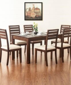 Pico Solid Wood 6 Seater Dining Table in Teak Finish