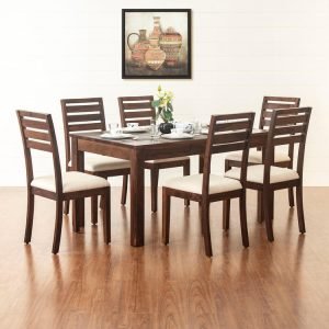 Pico Solid Wood 6 Seater Dining Table in Teak Finish