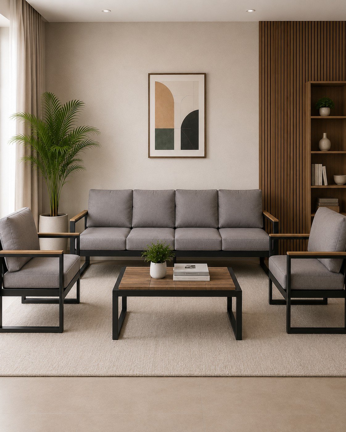 iron 5 seater sofa on rent secondary image