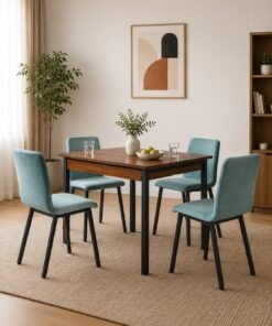 Mili Solid Wood 4 Seater Dining Set In Magic Blue Color on sale
