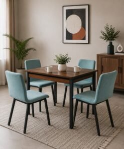 Mili Solid Wood 4 Seater Dining Set In Magic Blue Color secondary image