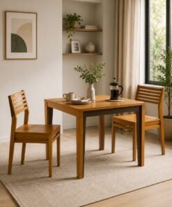 Pico Solid Wood 2 Seater Dining Table in Teak Finish