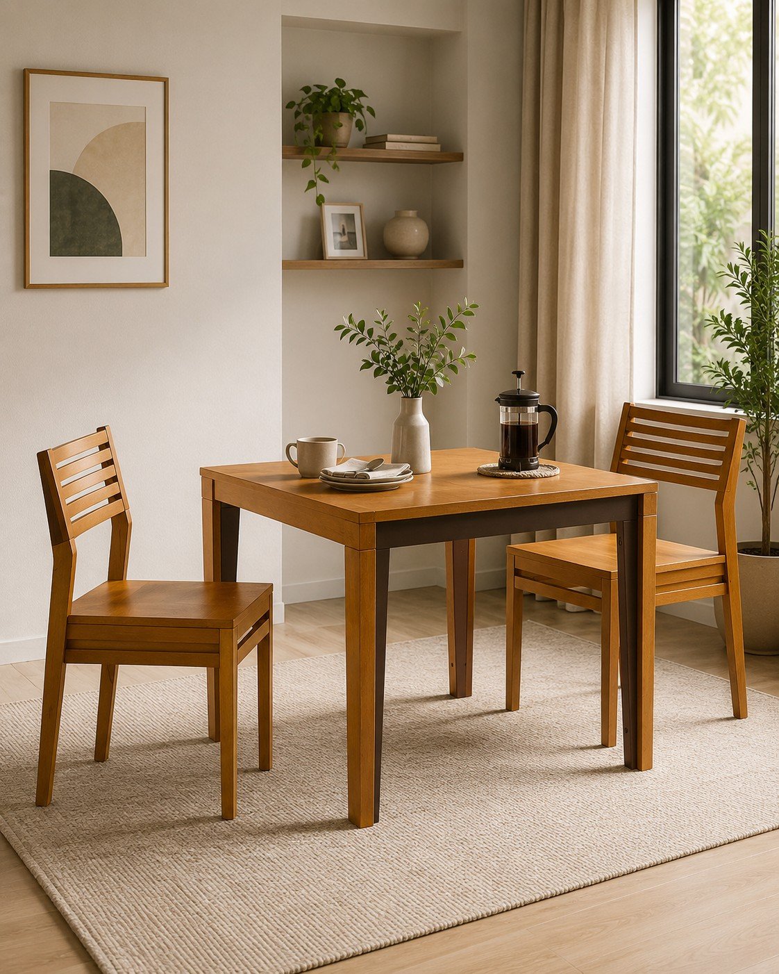 Pico Solid Wood 2 Seater Dining Table in Teak Finish