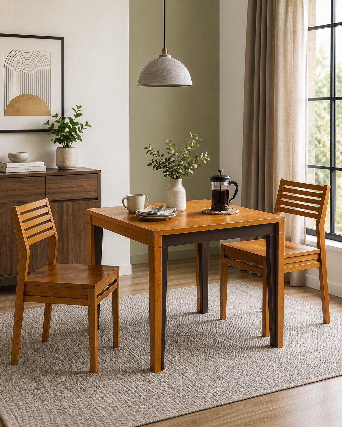 Pico Solid Wood 2 Seater Dining Table in Teak Finish secondary image