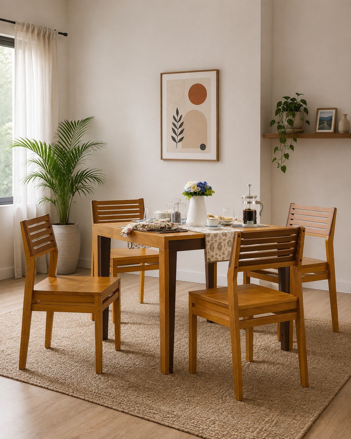 Pico Solid Wood 4 Seater Dining Set