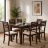 Pico Solid Wood 6 Seater Dining Table in Teak Finish