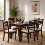 Pico Solid Wood 6 Seater Dining Table in Teak Finish