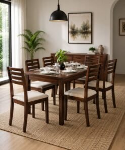Pico Solid Wood 6 Seater Dining Table in Teak Finish secondary image