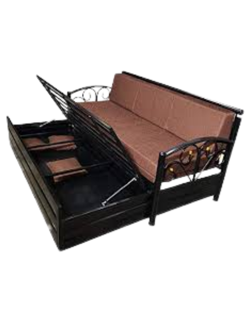 Metal Single Size Sofa Cum Bed with Hydraulic Storage - Image 3