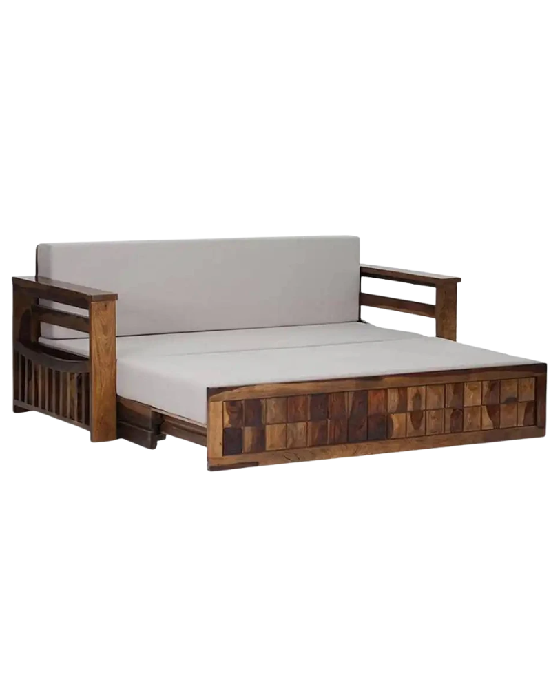 Wooden Sofa Cum Bed With Storage - Image 3