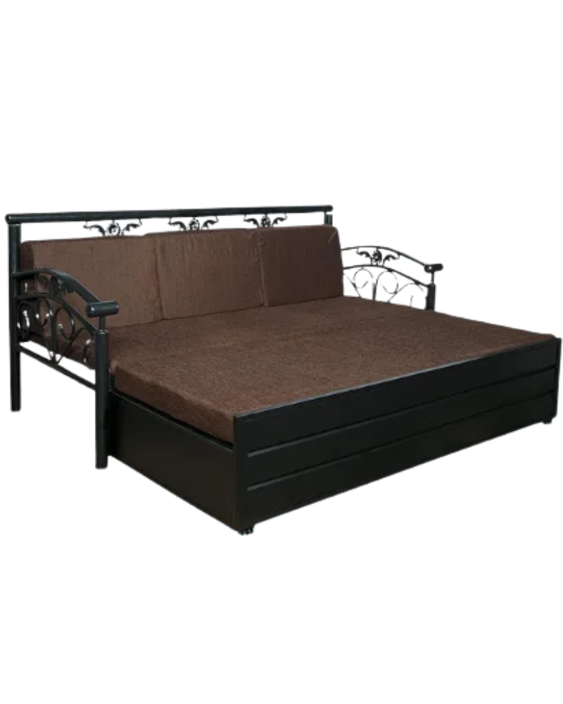 Metal Single Size Sofa Cum Bed with Hydraulic Storage - Image 2