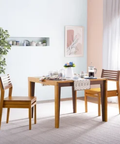Pico Solid Wood 2 Seater Dining Table in Teak Finish