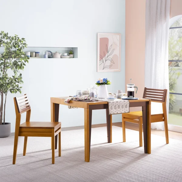 Pico Solid Wood 2 Seater Dining Table in Teak Finish