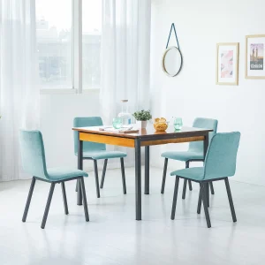 Mili Solid Wood 4 Seater Dining Set In Magic Blue Color