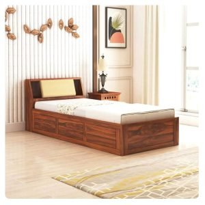 Wooden Single Bed with Storage