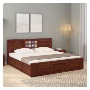 Wooden Double Bed with Storage