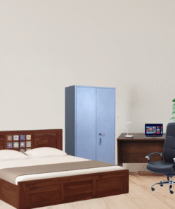 Wooden double Bed+steel cupboard+study table+Executive chair Combo