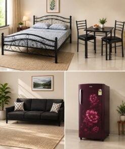 Iron Bed + DIning Table + Sofa + Fridge secondary image