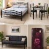 Iron Bed + DIning Table + Sofa + Fridge