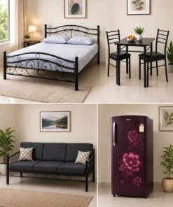Iron Bed + DIning Table + Sofa + Fridge