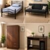 Iron single Bed+Iron sofa 3 seater+ wooden cupboard+computer table Combo
