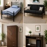 Iron single Bed Iron sofa 3 seater wooden cupboard computer table Combo secondary image