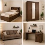 sofa+bed+study table + cupboard on rent