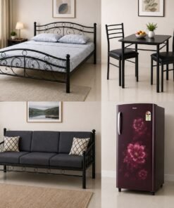 Iron Bed + DIning Table + Sofa + Fridge