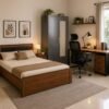 Wooden-double-Bedsteel-cupboardstudy-tableExecutive-chair-Combo on rent