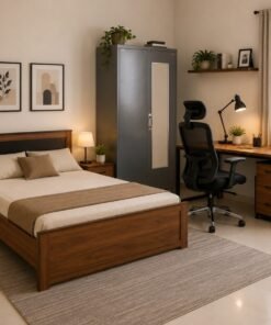 Wooden-double-Bedsteel-cupboardstudy-tableExecutive-chair-Combo on rent