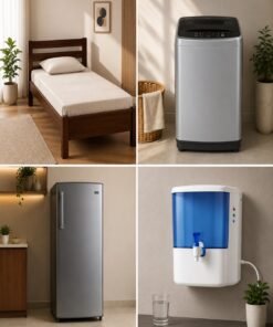 Wooden Single Bed+Washing Machine+Fridge+Water Purifier Combo secondary image