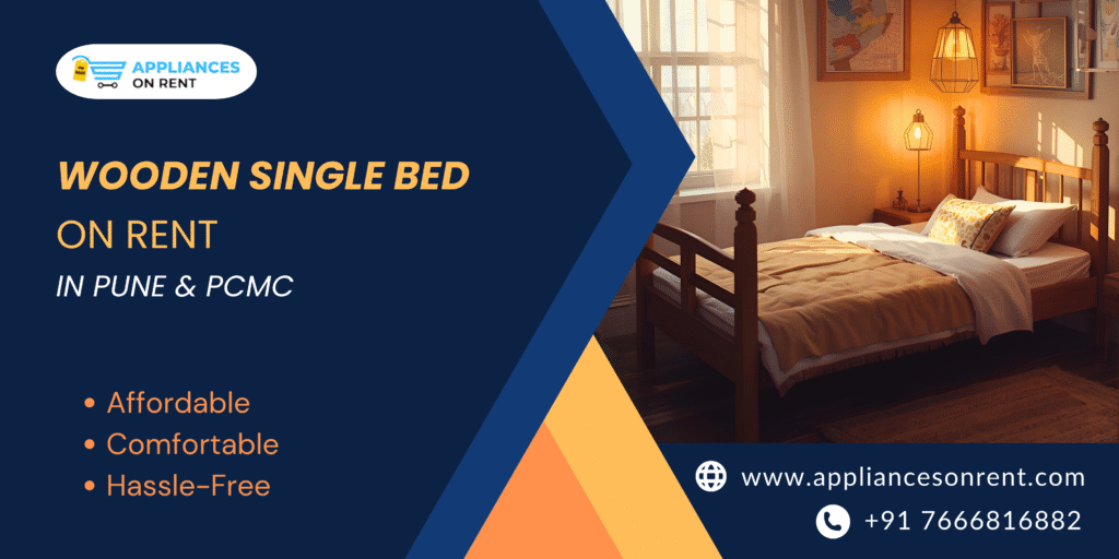 Wooden Single Bed on Rent – Durable & Comfortable