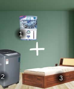 wooden single storage bed + top load washing machine(7.5kg)+ water purifier(UV) combo