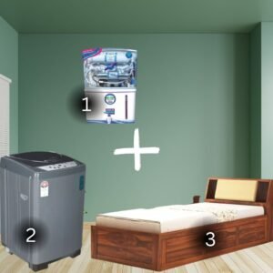 wooden single storage bed + top load washing machine(7.5kg)+ water purifier(UV) combo