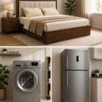 bed washing machine fridge secondary image