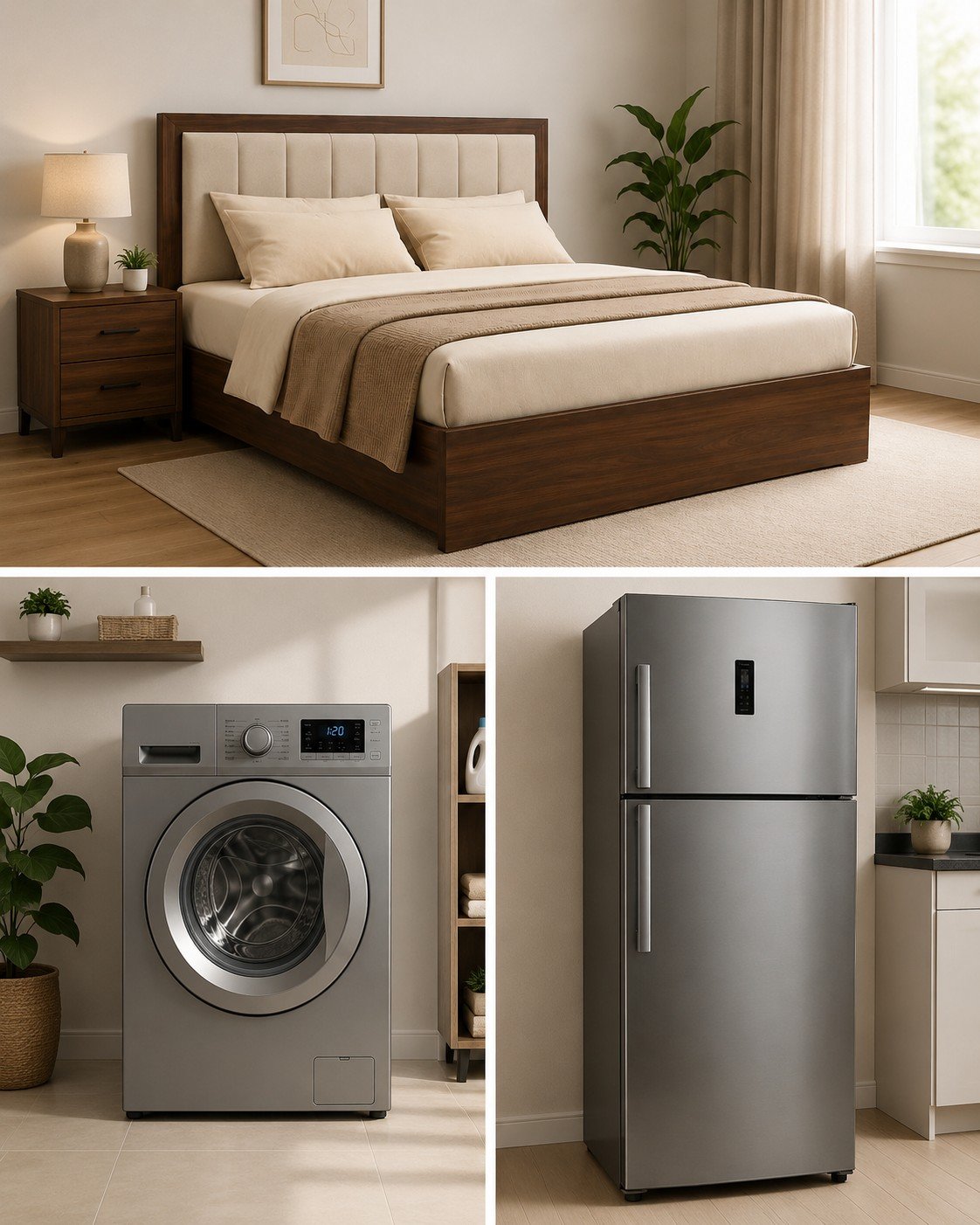 bed washing machine fridge secondary image