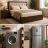 bed washing machine fridge