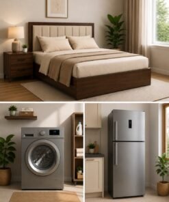 bed washing machine fridge