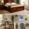 Bed+ 2 seater Dining table+ Fridge + Water Purifier