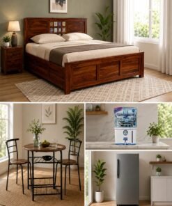 Bed+ 2 seater Dining table+ Fridge + Water Purifier