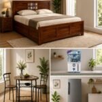 Bed+ 2 seater Dining table+ Fridge + Water Purifier secondary image
