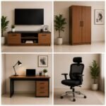 TV + Wooden Cupboard+study table + executive chair combo on rent