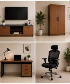 TV + Wooden Cupboard+study table + executive chair combo on rent