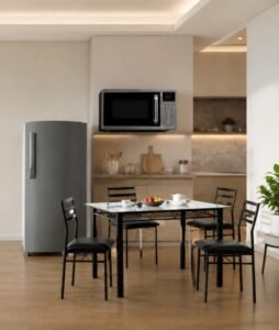 Dining Table + Fridge + Microwave