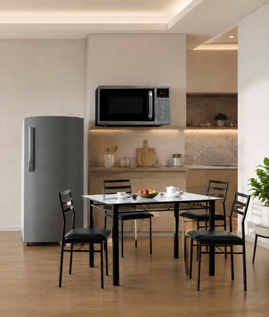 Dining Table + Fridge + Microwave