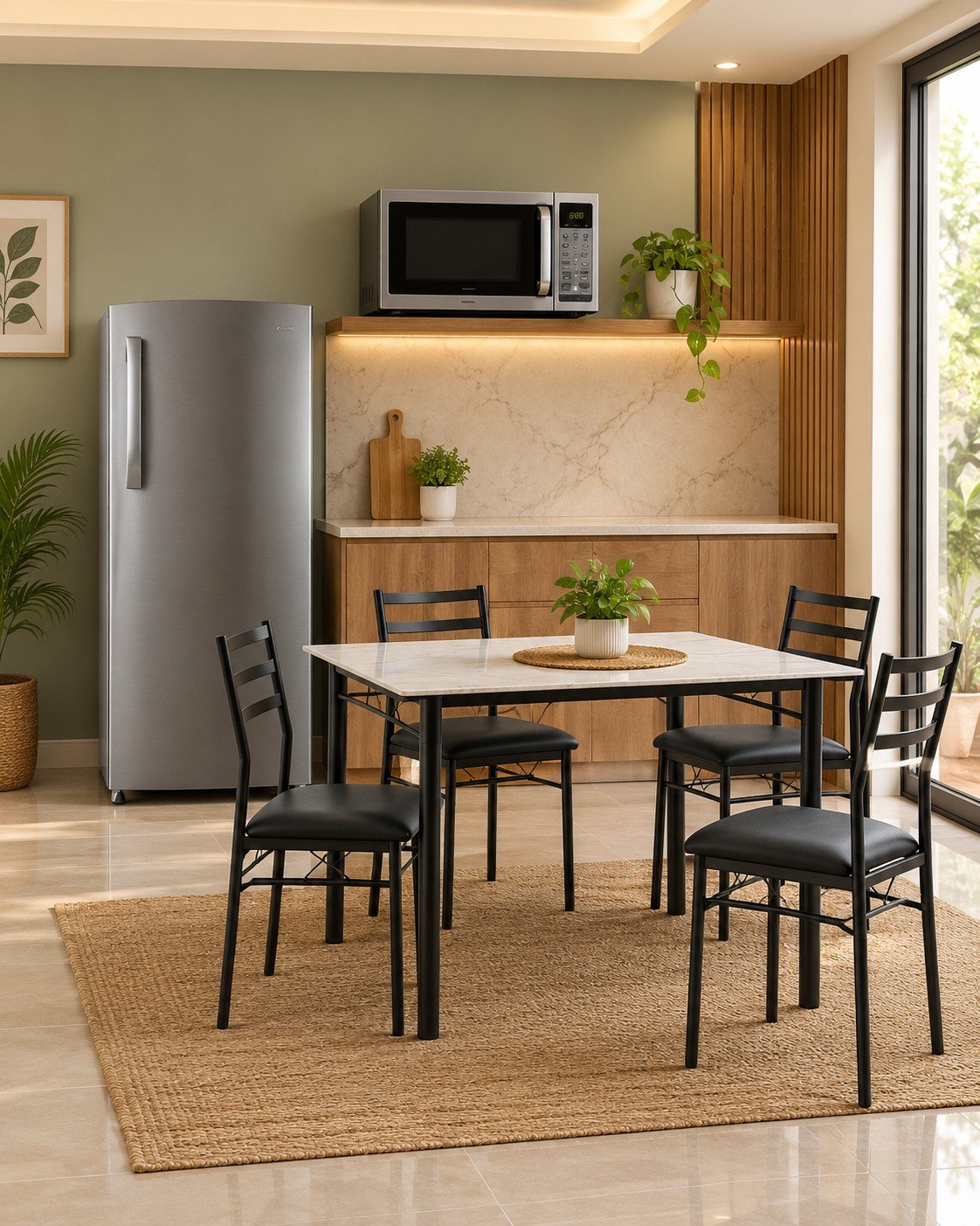 All-in-One Essentials: Dining Table + Fridge + Microwave secondary image