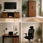 TV + Wooden Cupboard+study table + executive chair combo on rent TV+wooden cupboard+ study table+executive chair combo secondary image