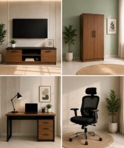 TV + Wooden Cupboard+study table + executive chair combo on rent TV+wooden cupboard+ study table+executive chair combo secondary image