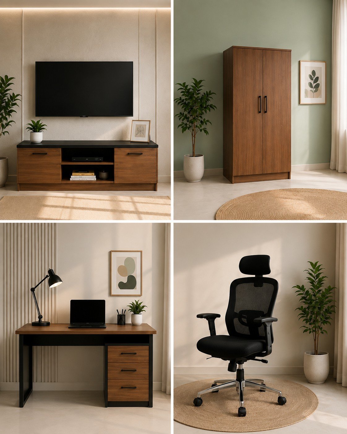 TV + Wooden Cupboard+study table + executive chair combo on rent TV+wooden cupboard+ study table+executive chair combo secondary image