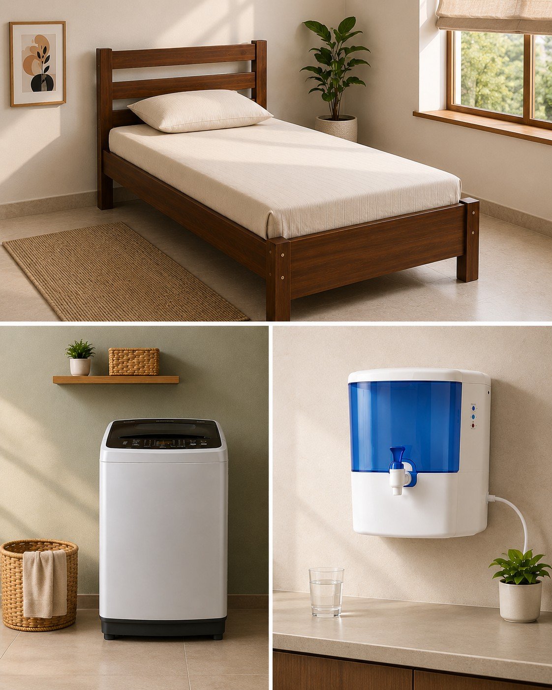 Smart Living Combo – Single Bed, Washing Machine & Water Purifier on Rent secondary image